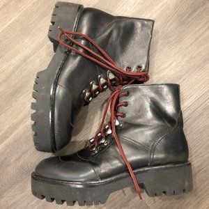 Zara black pleather combat boots